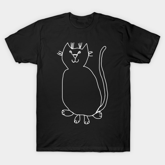 White String Kitty Cat T-Shirt by ellenhenryart